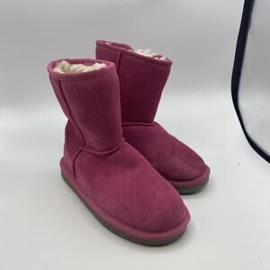 Koolaburra by Ugg Suede Winter Boot Slip On Sherpa Lined Pink Size 1